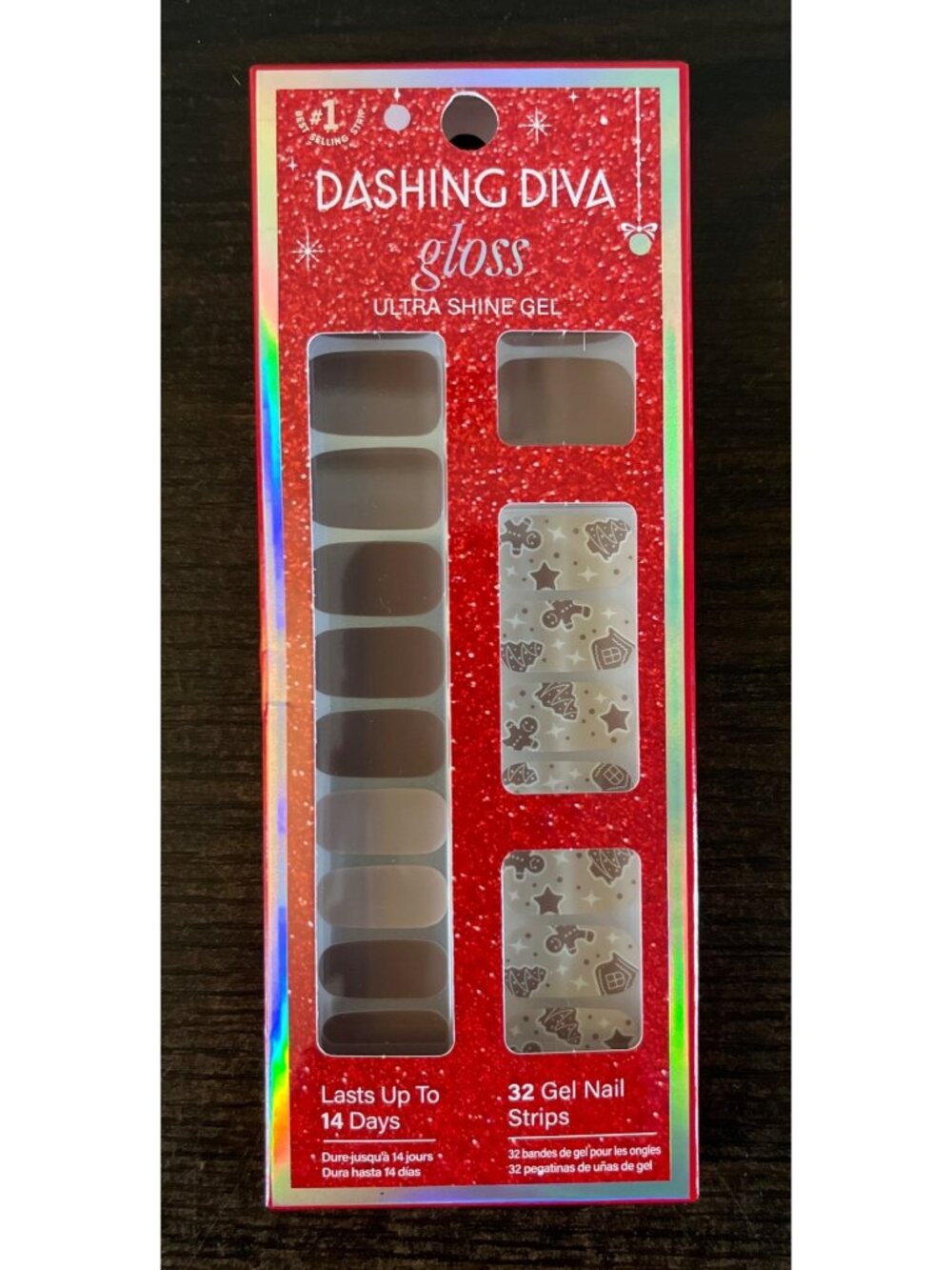 NIP Dashing Diva Gloss Press-On Nails Ultra Shine Gel Gingerbread Gentleman